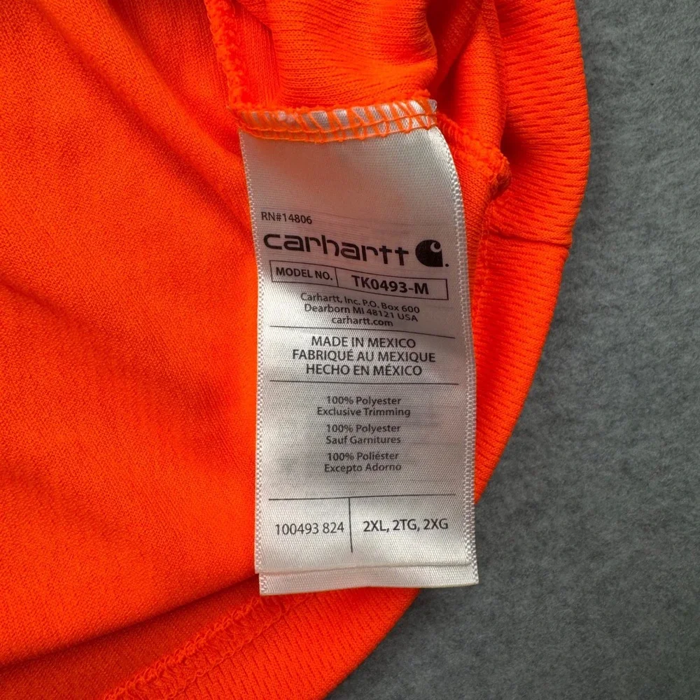 Lot of 2 Carhartt Force Relaxed Fit Pocket T-Shirts Mens 2XL Orange 100493 824